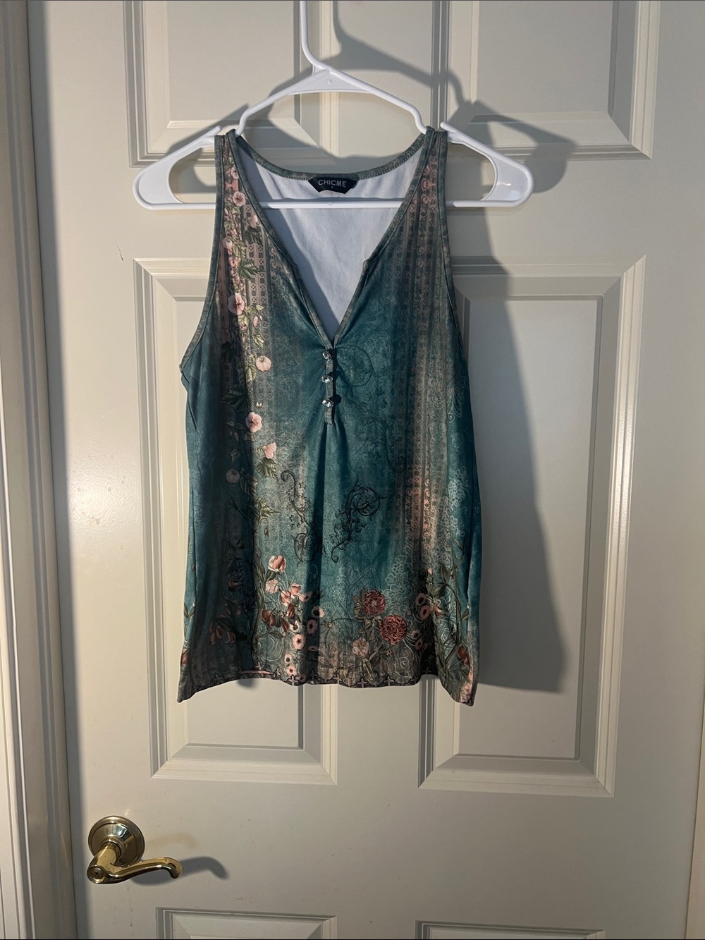 Chic Chomel Teal Floral V-Neck Camisole
